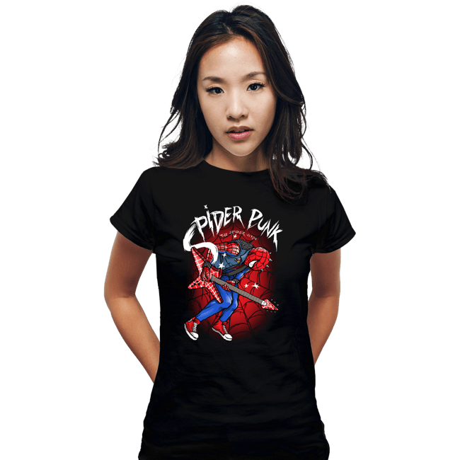 Daily_Deal_Shirts Fitted Shirts, Woman / Small / Black Spider Punk