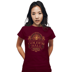Shirts Fitted Shirts, Woman / Small / Maroon Golden Hall Pilsner