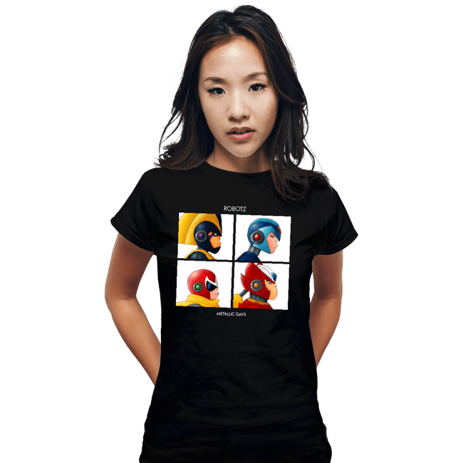 Daily_Deal_Shirts Fitted Shirts, Woman / Small / Black Metallic Dayz