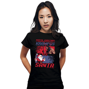 Daily_Deal_Shirts Fitted Shirts, Woman / Small / Black Christmas Fight