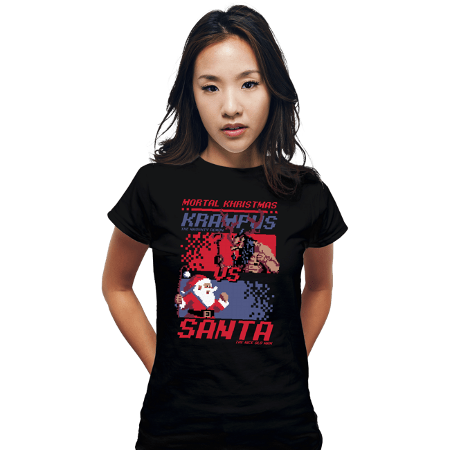 Daily_Deal_Shirts Fitted Shirts, Woman / Small / Black Christmas Fight