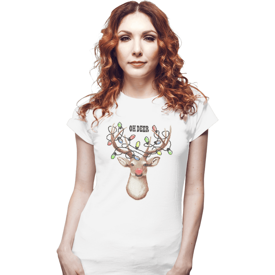 Shirts Fitted Shirts, Woman / Small / White Oh Deer