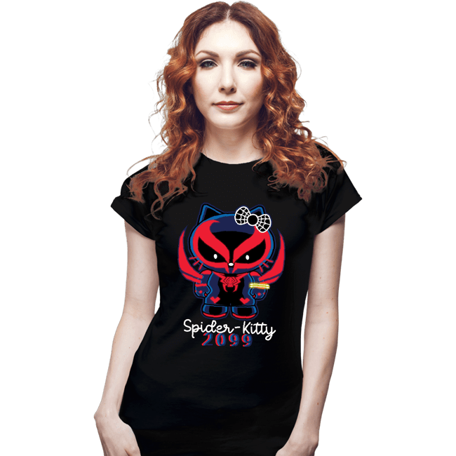 Secret_Shirts Fitted Shirts, Woman / Small / Black Spider Kitty 2099