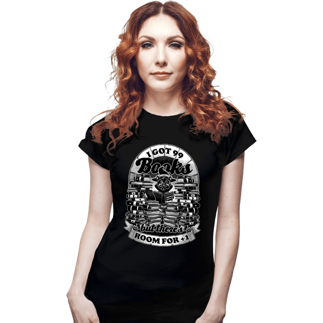 Secret_Shirts Fitted Shirts, Woman / Small / Black Cat, Witch, Books.