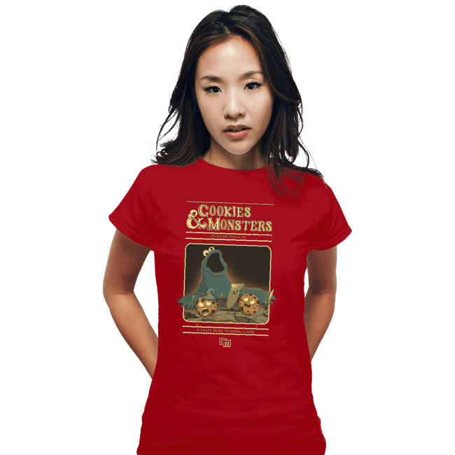 Daily_Deal_Shirts Fitted Shirts, Woman / Small / Red Cookies & Monsters