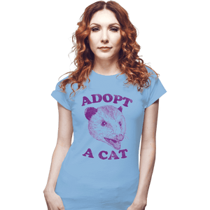 Shirts Fitted Shirts, Woman / Small / Powder Blue Adopt A Cat