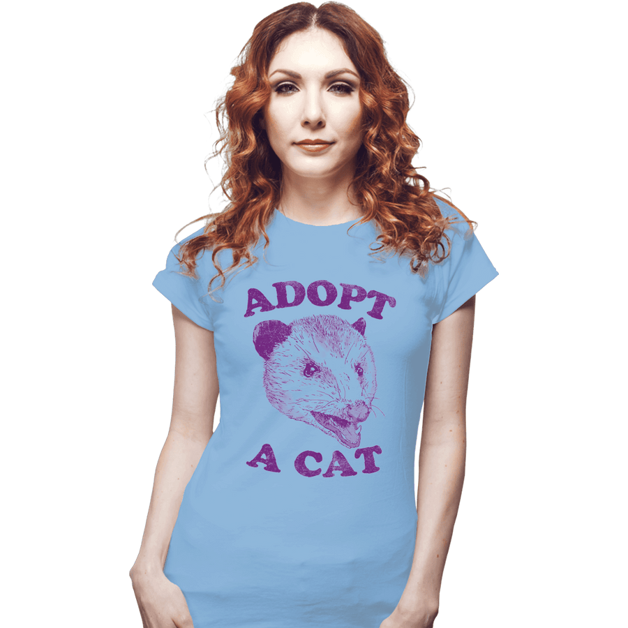 Shirts Fitted Shirts, Woman / Small / Powder Blue Adopt A Cat
