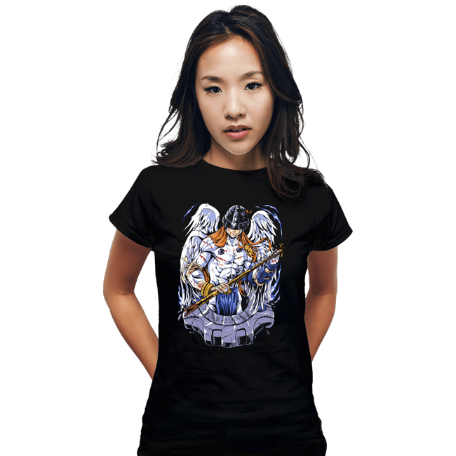 Daily_Deal_Shirts Fitted Shirts, Woman / Small / Black Battle Angemon