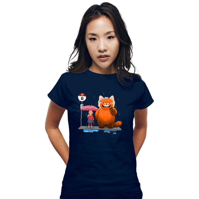 Daily_Deal_Shirts Fitted Shirts, Woman / Small / Navy Panda Bus Stop