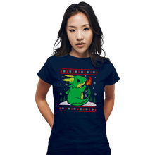 Load image into Gallery viewer, Shirts Fitted Shirts, Woman / Small / Navy Ugly Dragon Christmas
