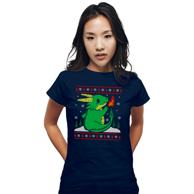 Shirts Fitted Shirts, Woman / Small / Navy Ugly Dragon Christmas