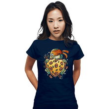 Load image into Gallery viewer, Daily_Deal_Shirts Fitted Shirts, Woman / Small / Navy Love Pizza
