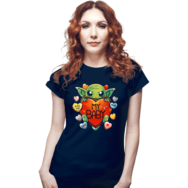 Daily_Deal_Shirts Fitted Shirts, Woman / Small / Navy Baby Valentine