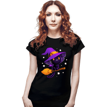Load image into Gallery viewer, Secret_Shirts Fitted Shirts, Woman / Small / Black Witch Cat
