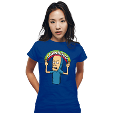 Load image into Gallery viewer, Secret_Shirts Fitted Shirts, Woman / Small / Royal Blue Cornholio Rainbow
