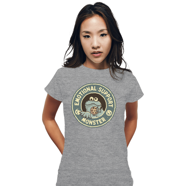 Daily_Deal_Shirts Fitted Shirts, Woman / Small / Sports Grey Emotional Support Monster