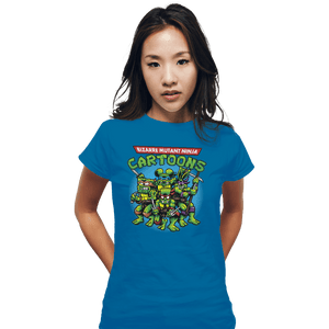 Shirts Fitted Shirts, Woman / Small / Sapphire Ninja Cartoons