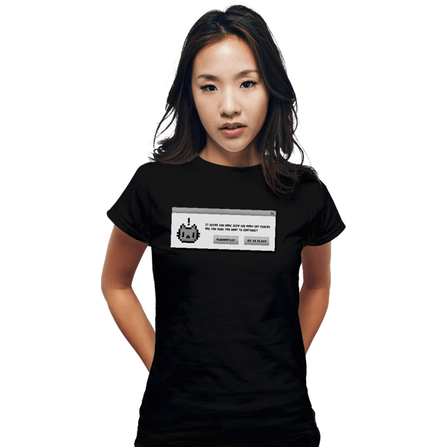 Shirts Fitted Shirts, Woman / Small / Black Alert Cat