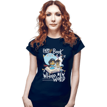Load image into Gallery viewer, Shirts Fitted Shirts, Woman / Small / Navy Every Book Is a Whole New World
