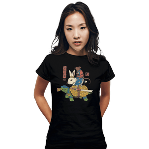 Shirts Fitted Shirts, Woman / Small / Black Kame, Usagi, and Ratto Ninjas