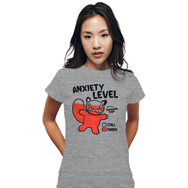 Daily_Deal_Shirts Fitted Shirts, Woman / Small / Sports Grey Anxiety Level Panda