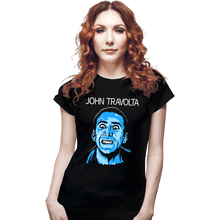 Load image into Gallery viewer, Daily_Deal_Shirts Fitted Shirts, Woman / Small / Black John Travolta
