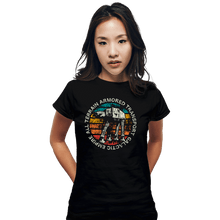 Load image into Gallery viewer, Shirts Fitted Shirts, Woman / Small / Black Retro AT-AT Sun
