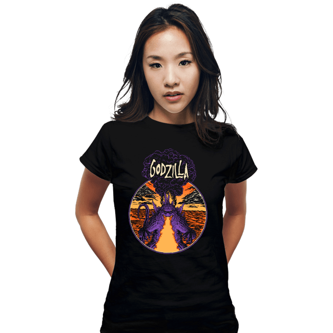 Daily_Deal_Shirts Fitted Shirts, Woman / Small / Black Godzilla Metal