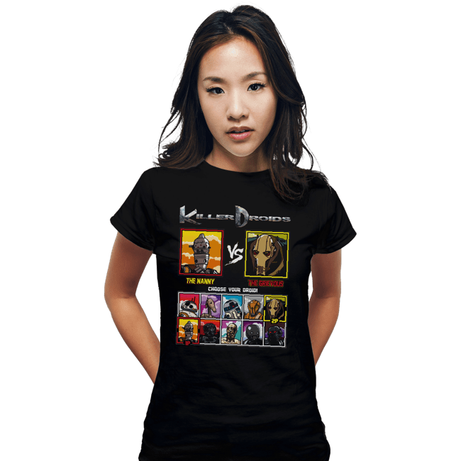 Daily_Deal_Shirts Fitted Shirts, Woman / Small / Black Killer Droids