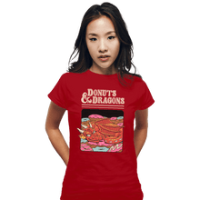 Load image into Gallery viewer, Shirts Fitted Shirts, Woman / Small / Red Donuts And Dragons
