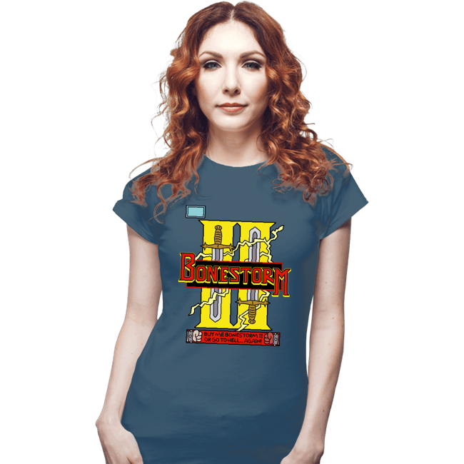 Daily_Deal_Shirts Fitted Shirts, Woman / Small / Indigo Blue Bonestorm II