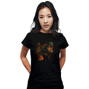 Daily_Deal_Shirts Fitted Shirts, Woman / Small / Black Prehistoric Kaiju