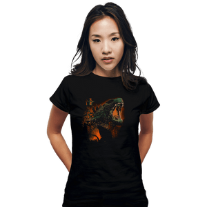 Daily_Deal_Shirts Fitted Shirts, Woman / Small / Black Prehistoric Kaiju