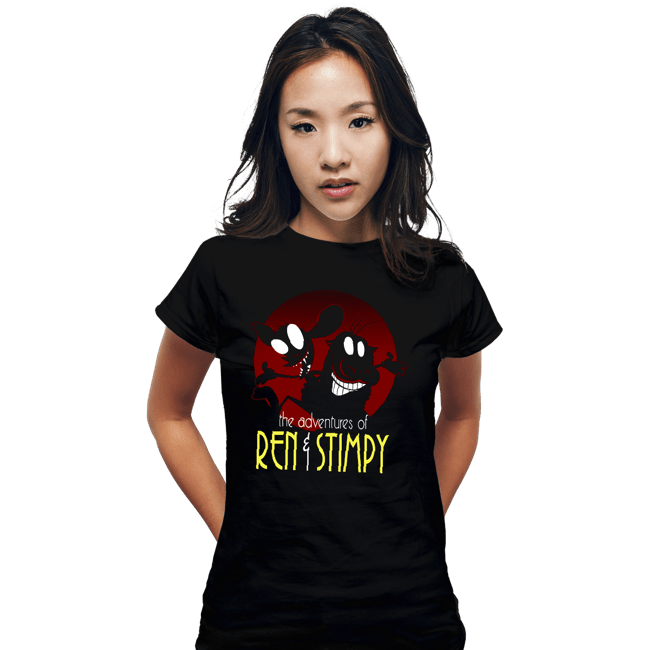 Secret_Shirts Fitted Shirts, Woman / Small / Black The Adventures of Ren & Stimpy