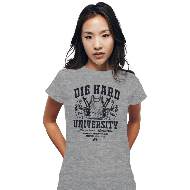 Daily_Deal_Shirts Fitted Shirts, Woman / Small / Sports Grey Die Hard University