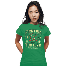 Load image into Gallery viewer, Shirts Fitted Shirts, Woman / Small / Irish Green Fighting Turtles
