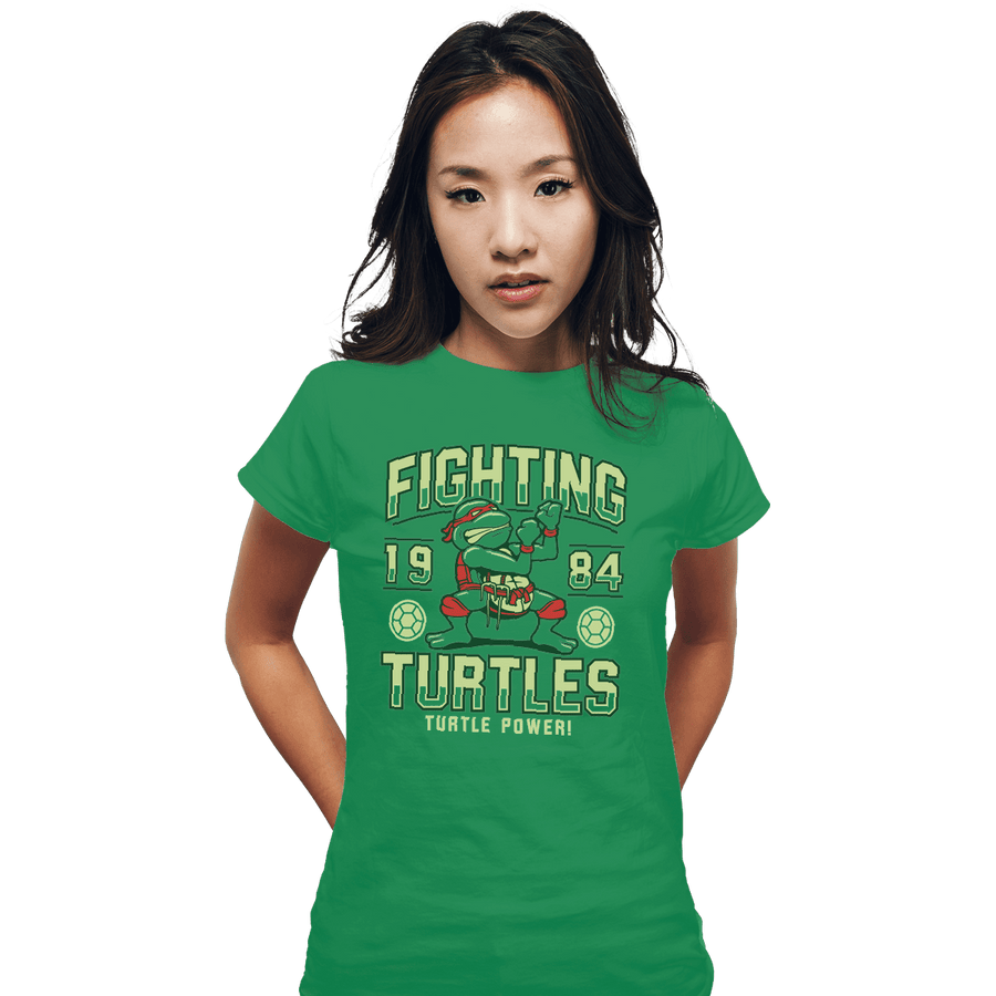 Shirts Fitted Shirts, Woman / Small / Irish Green Fighting Turtles
