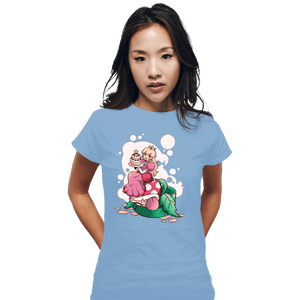 Shirts Fitted Shirts, Woman / Small / Powder Blue Princess Peach