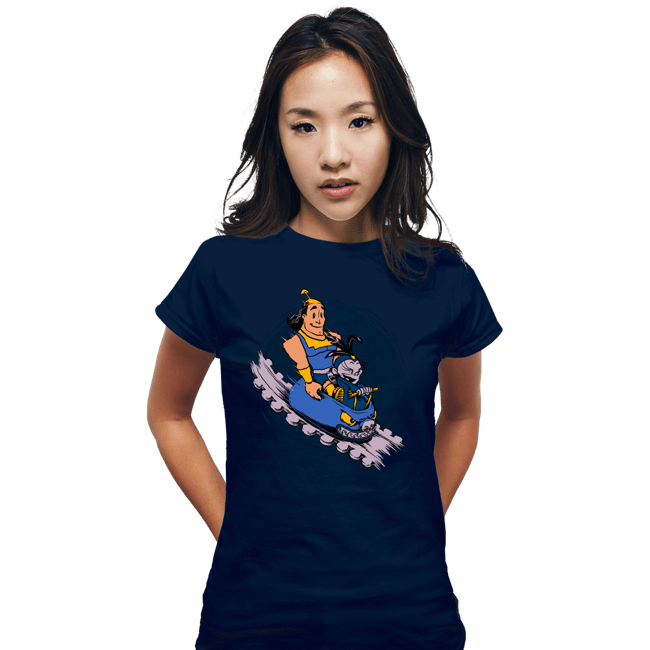 Daily_Deal_Shirts Fitted Shirts, Woman / Small / Navy Emperor's New Roller Coaster