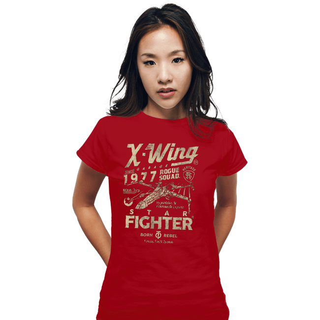 Daily_Deal_Shirts Fitted Shirts, Woman / Small / Red X-Wing Garage