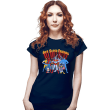 Load image into Gallery viewer, Shirts Fitted Shirts, Woman / Small / Navy 90s Super Friends
