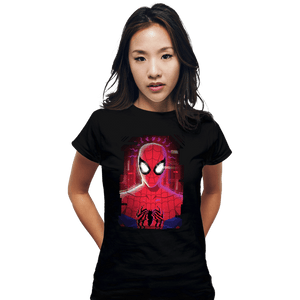 Daily_Deal_Shirts Fitted Shirts, Woman / Small / Black Glitch Peter Spider