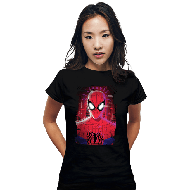 Daily_Deal_Shirts Fitted Shirts, Woman / Small / Black Glitch Peter Spider