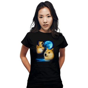 Shirts Fitted Shirts, Woman / Small / Black Three Doge Moon