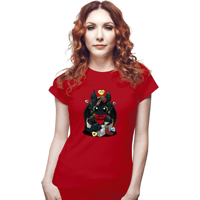 Daily_Deal_Shirts Fitted Shirts, Woman / Small / Red Be My Dragon