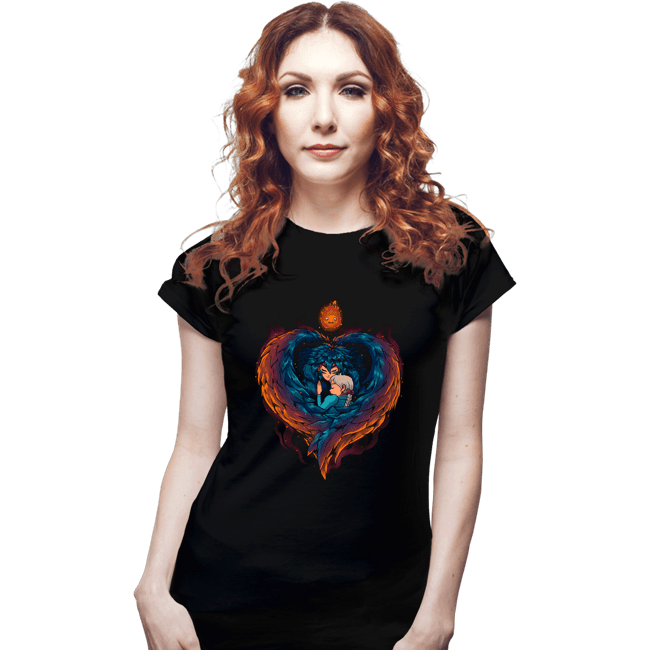 Secret_Shirts Fitted Shirts, Woman / Small / Black Heart On  Fire