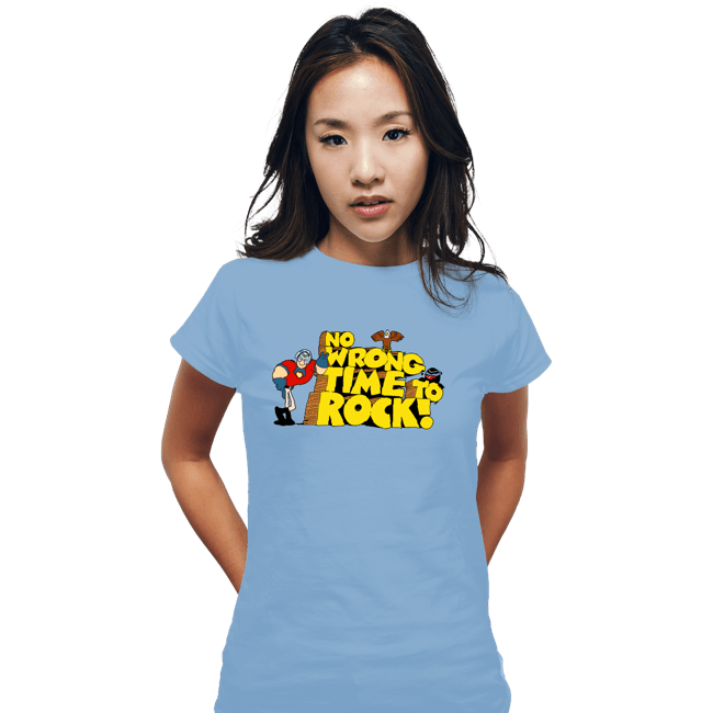 Daily_Deal_Shirts Fitted Shirts, Woman / Small / Powder Blue No Wrong Time To Rock!
