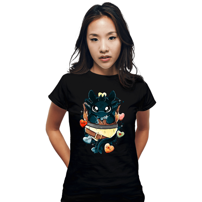 Daily_Deal_Shirts Fitted Shirts, Woman / Small / Black Dragon Valentine
