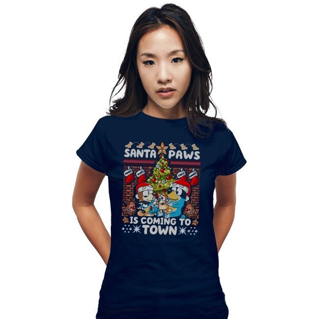 Daily_Deal_Shirts Fitted Shirts, Woman / Small / Navy Santa Paws Bluey Sweater