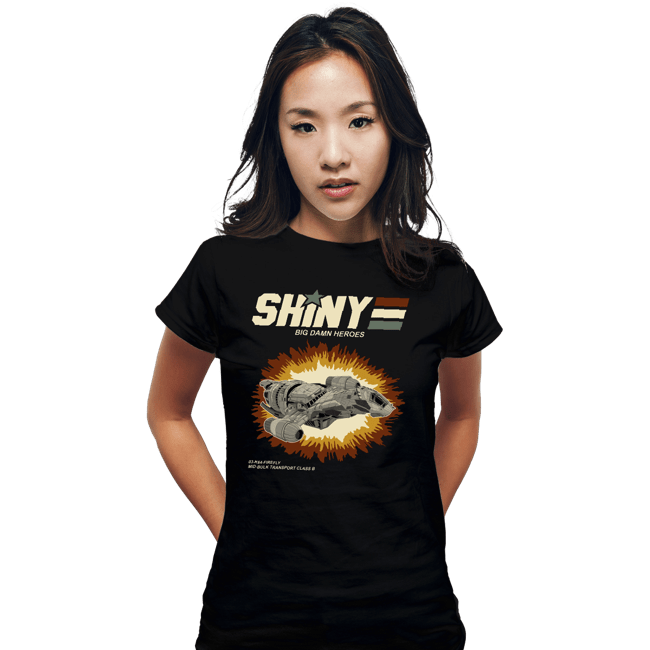 Daily_Deal_Shirts Fitted Shirts, Woman / Small / Black Shiny Heroes